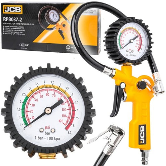 Пневматичен пистолет за помпане на гуми с манометър JCB