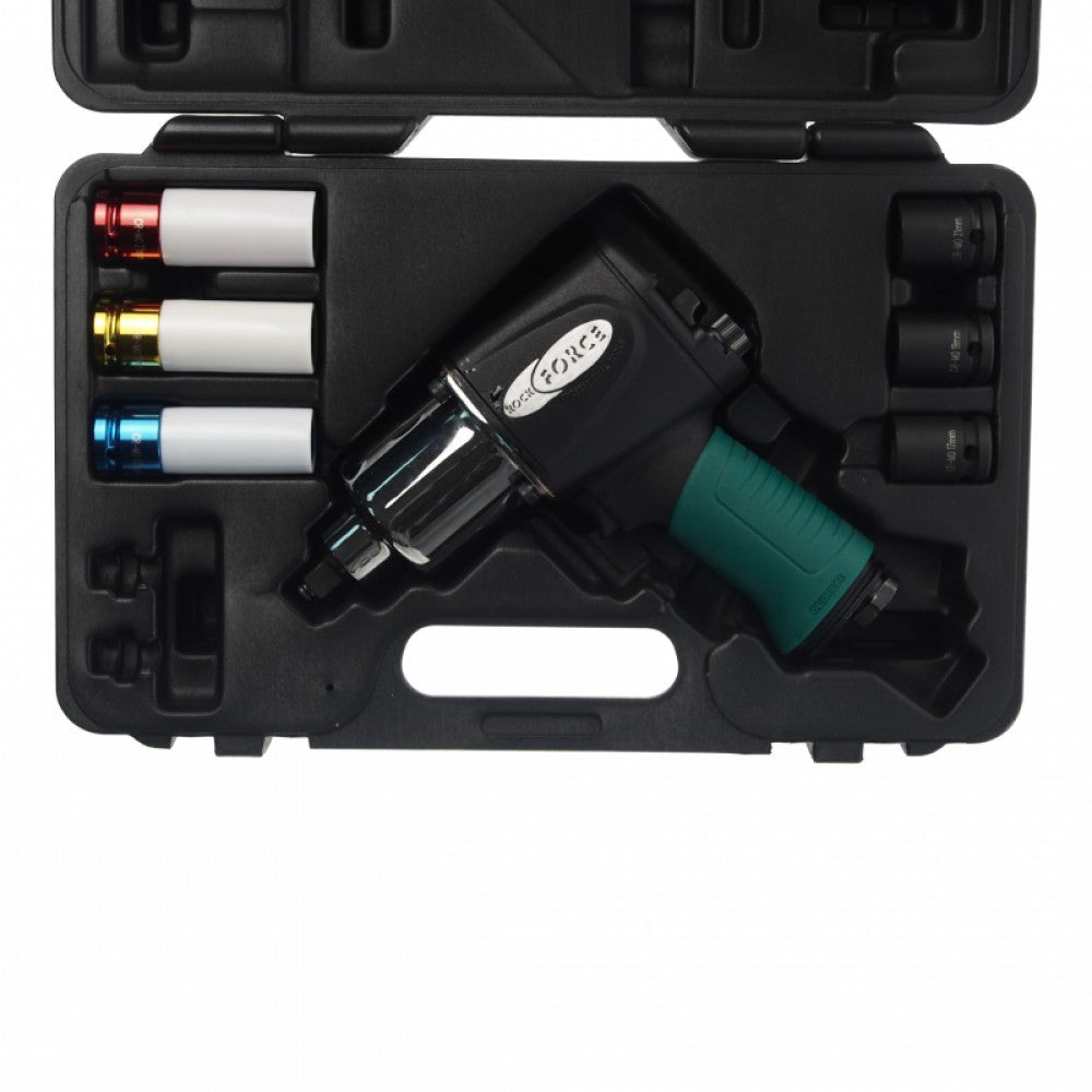 Пневматичен гайковерт с къс шпиндел 1/2'' 1212Nm в комплект с 6 вложки RockForce