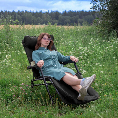 Сгъваемо походно легло тип шезлонг черен