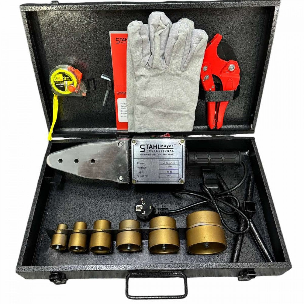 Лепачка - поялник с ножица за ППР тръби 20 - 63 мм 2500W в метален куфар StahlMayer