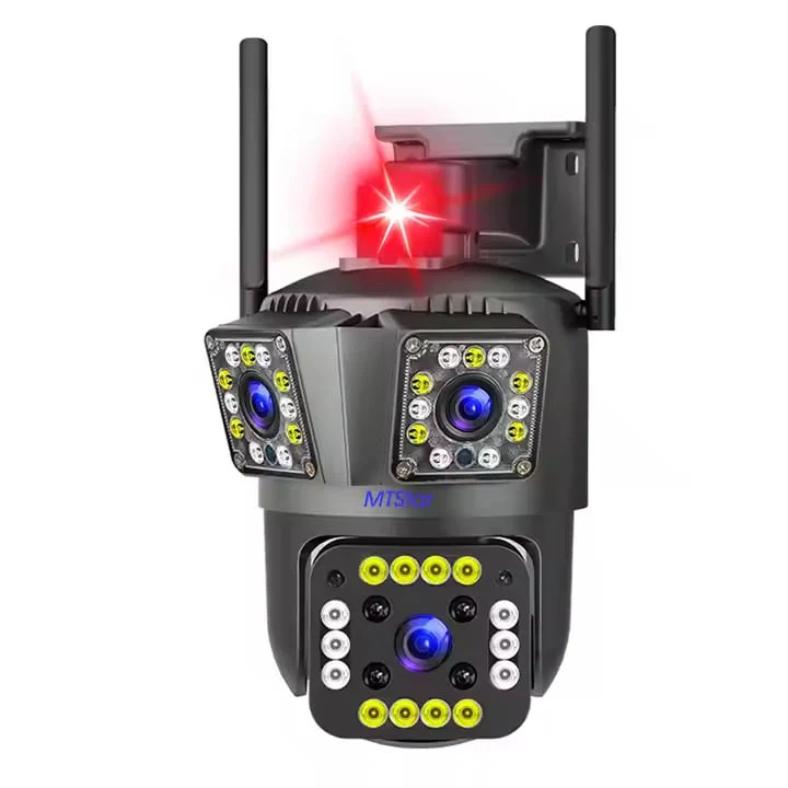 Тройна Външна WiFi Камера G73 с три обектива 3MP+3MP+6MP, ICSee, Черна