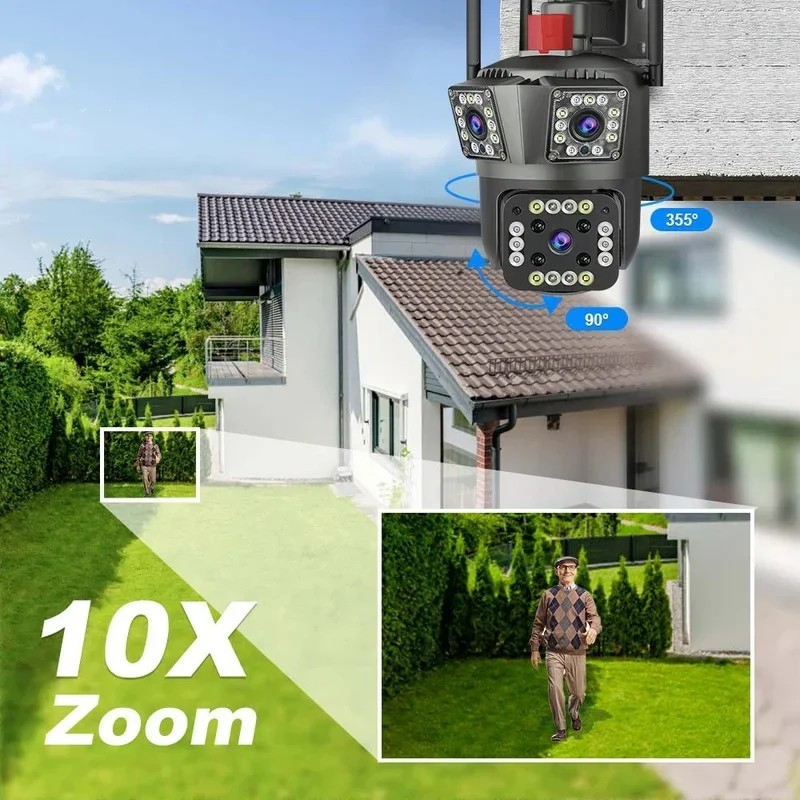 Тройна Външна WiFi Камера G73 с три обектива 3MP+3MP+6MP, ICSee, Черна