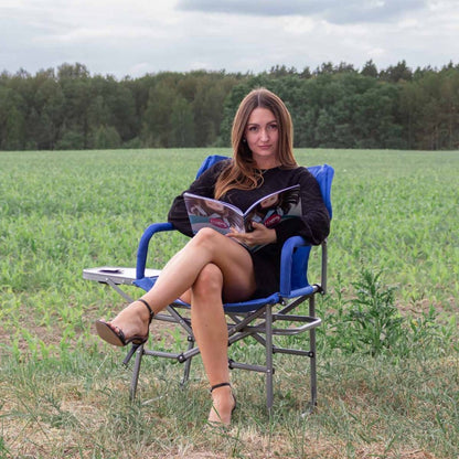 СГЪВАЕМ СИН СТОЛ ЗА КЪМПИНГ С МЕТАЛНА КОНСТРУКЦИЯ И ПОСТАВКА ЗА ЧАША 46 X 50 X 93 СМ FORSAGE