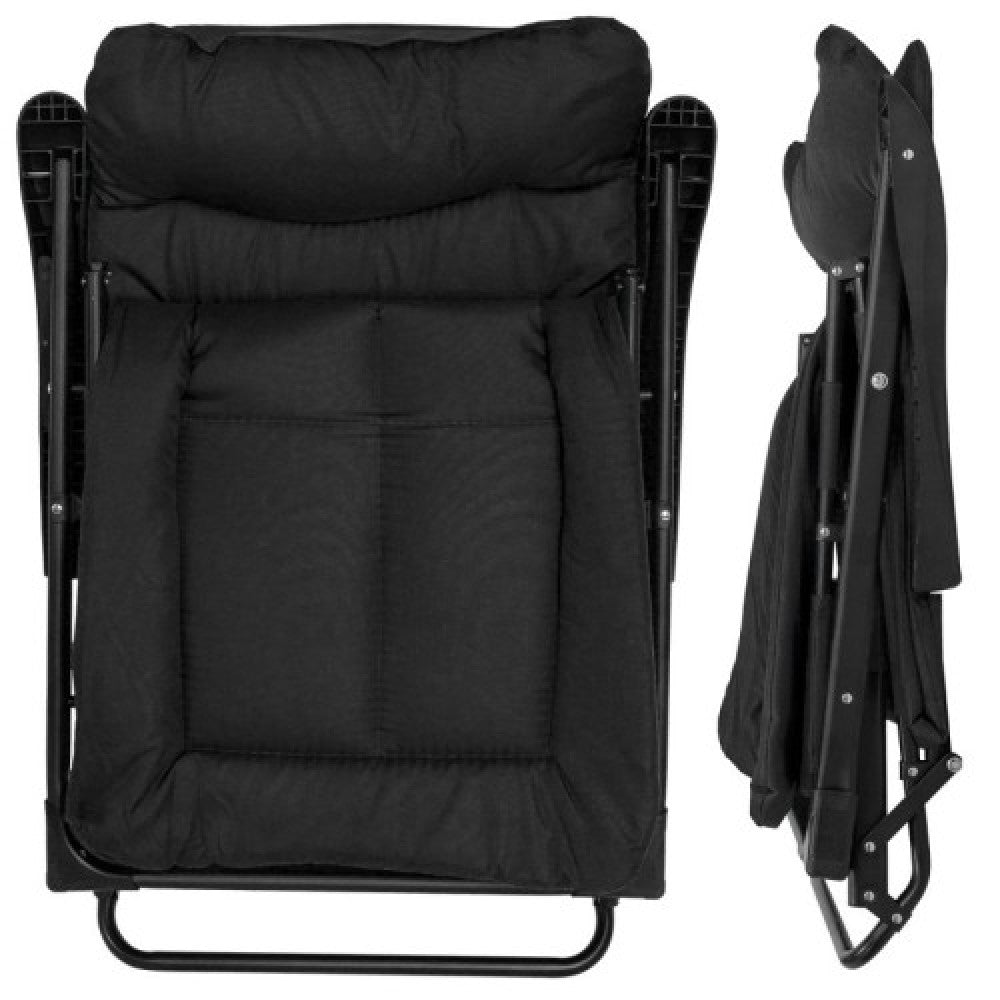 Сгъваемо походно легло тип шезлонг черен