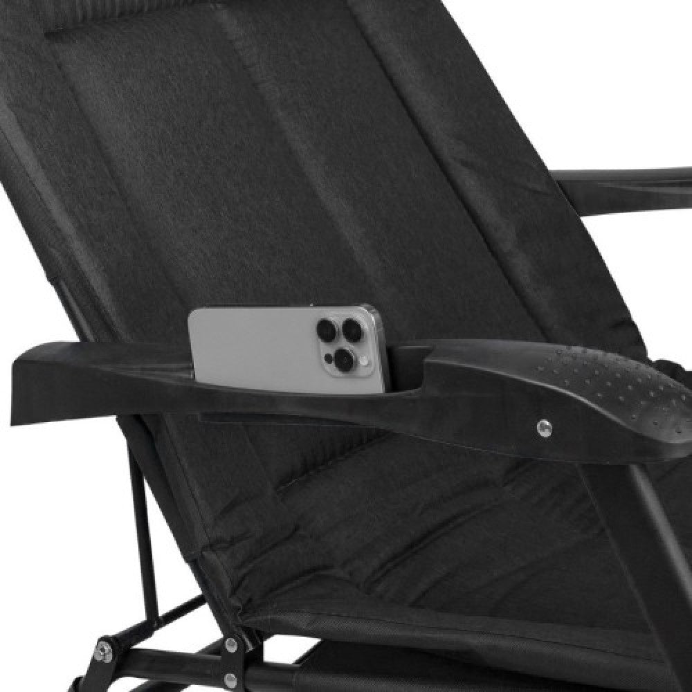 Сгъваемо походно легло тип шезлонг черен