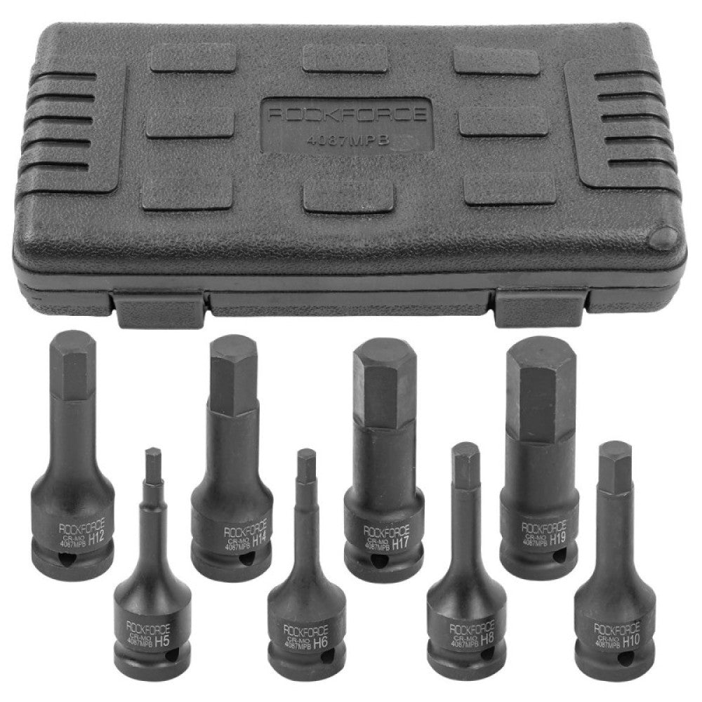 Комплект ударни битове ROCKFORCE, 1/2 - шестограм, 8 части