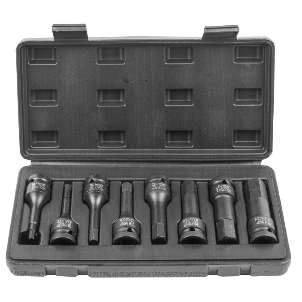 Комплект ударни битове ROCKFORCE, 1/2 - шестограм, 8 части