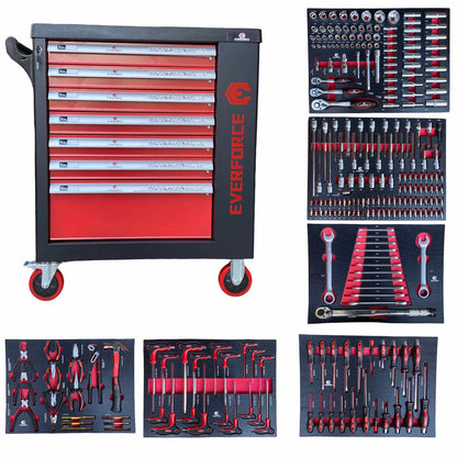 ШКАФ С ИНСТРУМЕНТИ СЪС 7 ЧЕКМЕДЖЕТА – 6 ПЪЛНИ И ОТДЕЛЕНИЕ ЗА ЗАКАЧАНЕ НА ИНСТРУМЕНТИ EVERFORCE