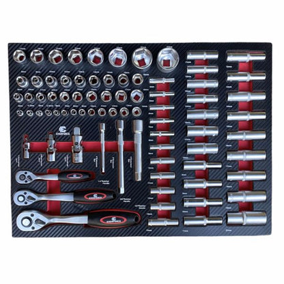 ШКАФ С ИНСТРУМЕНТИ СЪС 7 ЧЕКМЕДЖЕТА – 6 ПЪЛНИ И ОТДЕЛЕНИЕ ЗА ЗАКАЧАНЕ НА ИНСТРУМЕНТИ EVERFORCE