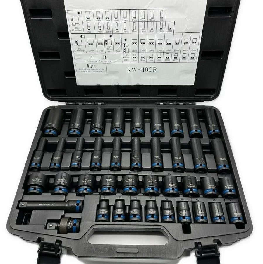 КОМПЛЕКТ УДАРНИ ВЛОЖКИ 1/2″ 40 ЧАСТИ KRAFTWELLE