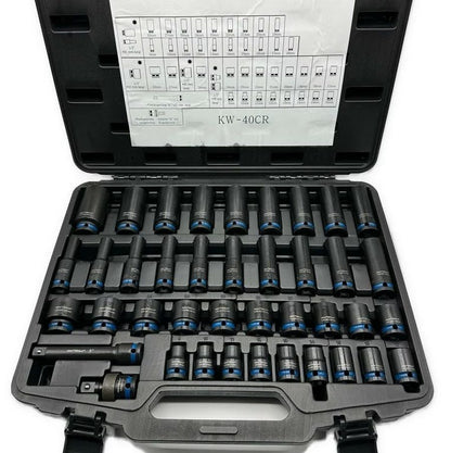 КОМПЛЕКТ УДАРНИ ВЛОЖКИ 1/2″ 40 ЧАСТИ KRAFTWELLE