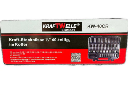 КОМПЛЕКТ УДАРНИ ВЛОЖКИ 1/2″ 40 ЧАСТИ KRAFTWELLE