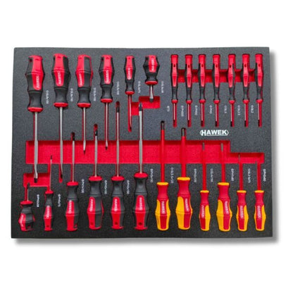 ПРОФЕСИОНАЛЕН ШКАФ С ИНСТРУМЕНТИ С 12 ЧЕКМЕДЖЕТА – 11 ПЪЛНИ HAWEK