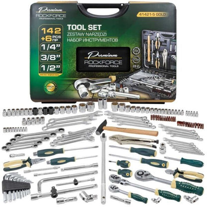 ГЕДОРЕ 1/4″, 3/8″, 1/2″ 142+6 ЧАСТИ ROCKFORCE PREMIUM