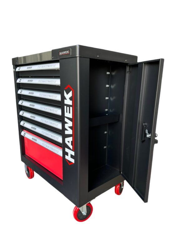 ШКАФ С ИНСТРУМЕНТИ С 7 ЧЕКМЕДЖЕТА – 5 ПЪЛНИ,МЕТАЛЕН ПЛОТ И ОТДЕЛЕНИЕ ЗА ЗАКАЧАНЕ НА ИНСТУМЕНТИ HAWEK