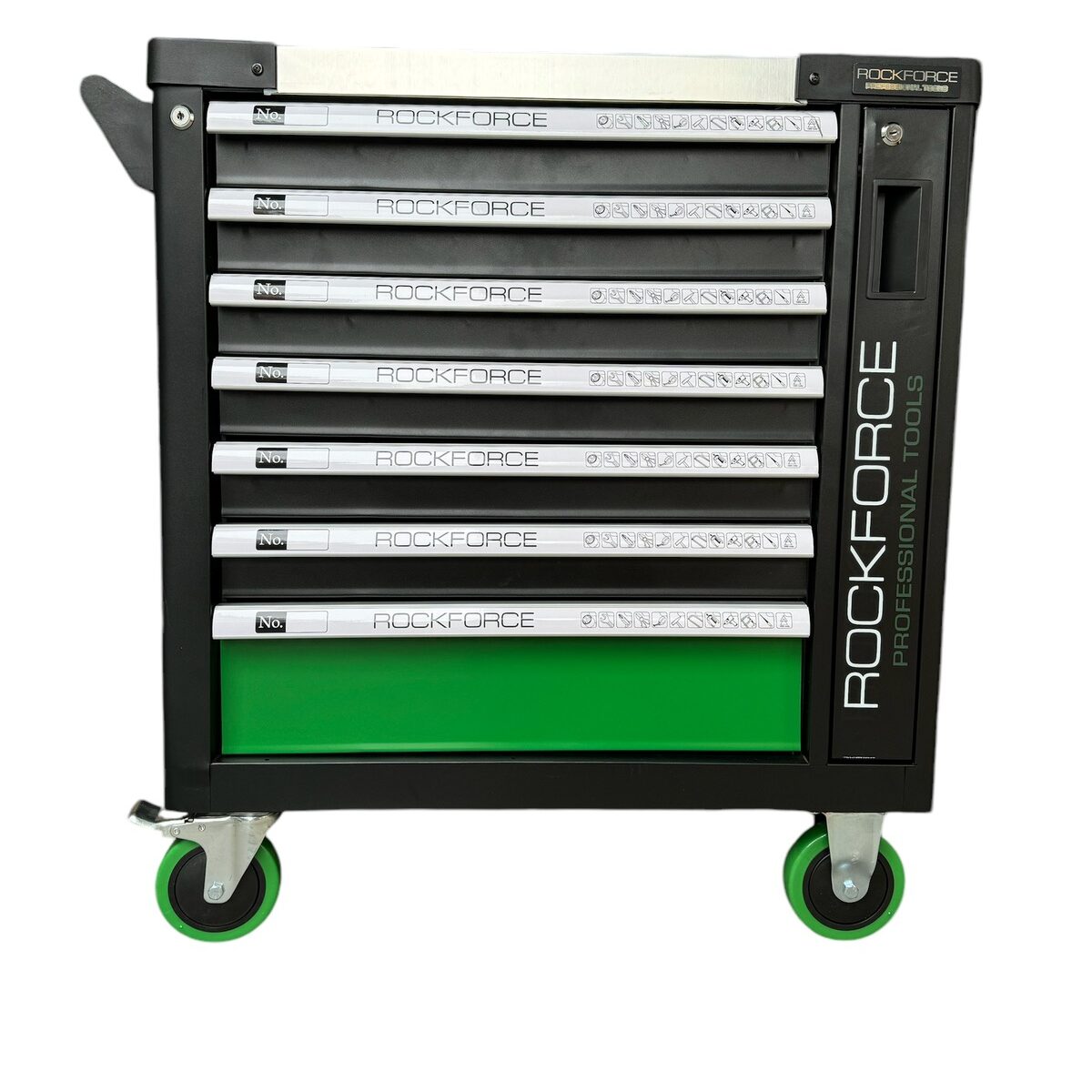 ШКАФ С ИНСТРУМЕНТИ С 7 ЧЕКМЕДЖЕТА – 4 ПЪЛНИ,МЕТАЛЕН ПЛОТ И ОТДЕЛЕНИЕ ЗА ЗАКАЧАНЕ НА ИНСТУМЕНТИ ROCKFORCE