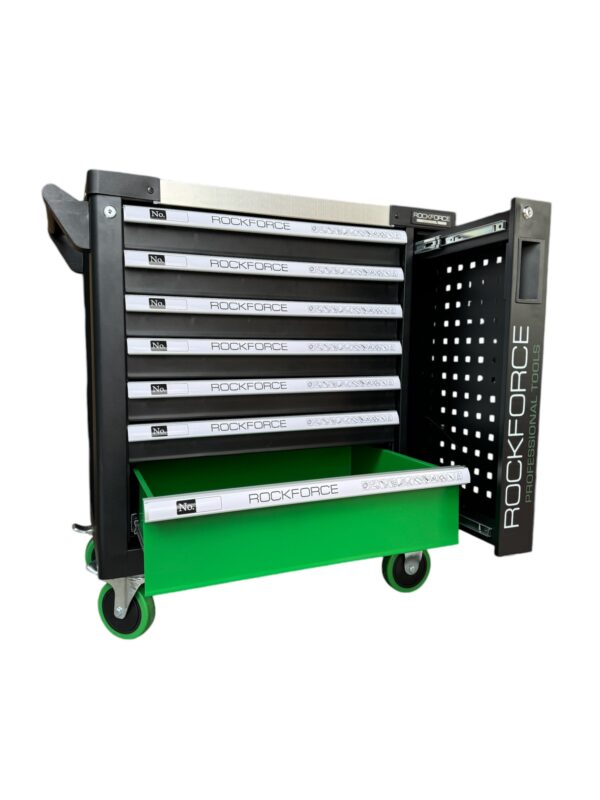 ШКАФ С ИНСТРУМЕНТИ С 7 ЧЕКМЕДЖЕТА – 4 ПЪЛНИ,МЕТАЛЕН ПЛОТ И ОТДЕЛЕНИЕ ЗА ЗАКАЧАНЕ НА ИНСТУМЕНТИ ROCKFORCE