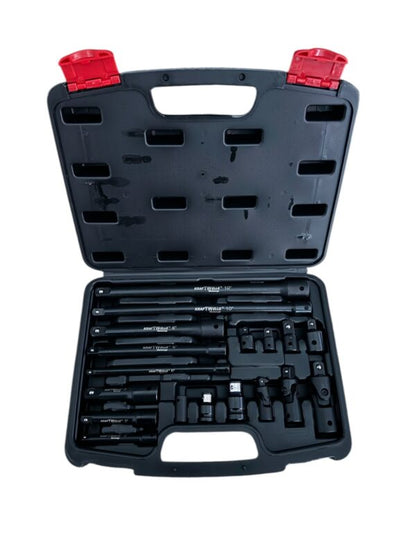 КОМПЛЕКТ УДАРНИ ПРЕХОДНИЦИ ( АДАПТЕРИ ) И УДЪЛЖЕНИЯ 1/4″, 3/8″ и 1/2″ 18 ЧАСТИ KFRAFTWELLE