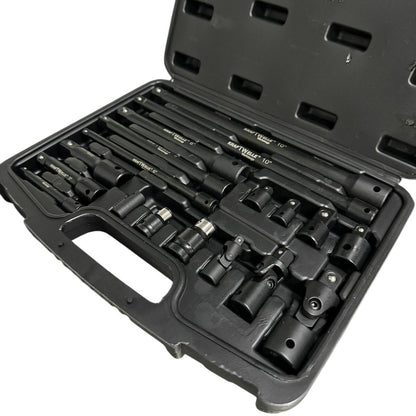 КОМПЛЕКТ УДАРНИ ПРЕХОДНИЦИ ( АДАПТЕРИ ) И УДЪЛЖЕНИЯ 1/4″, 3/8″ и 1/2″ 18 ЧАСТИ KFRAFTWELLE