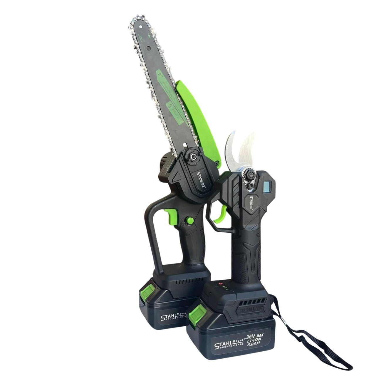 3в1 Акумулаторна Лозарска Ножица и Трион с Омасляване и телескопичен прът 36V 8AH STAHLMAYER