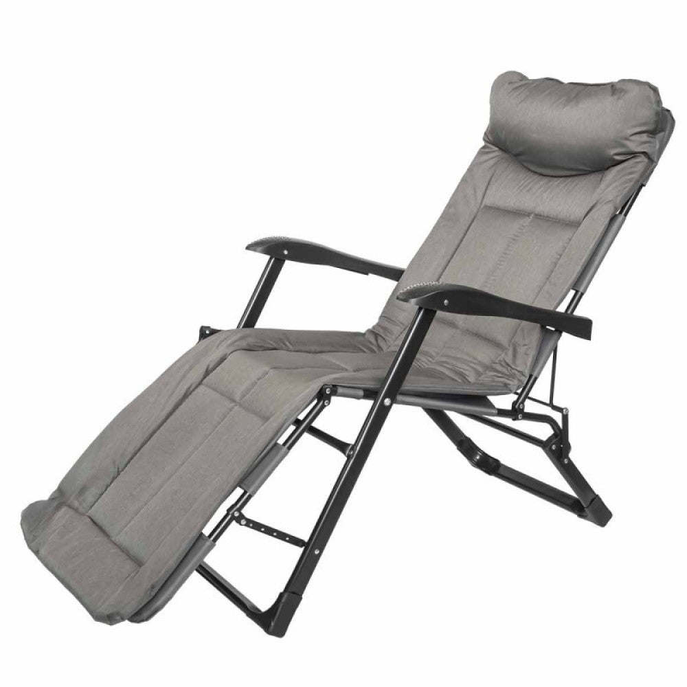 Сгъваемо походно легло тип шезлонг сиво + подарък