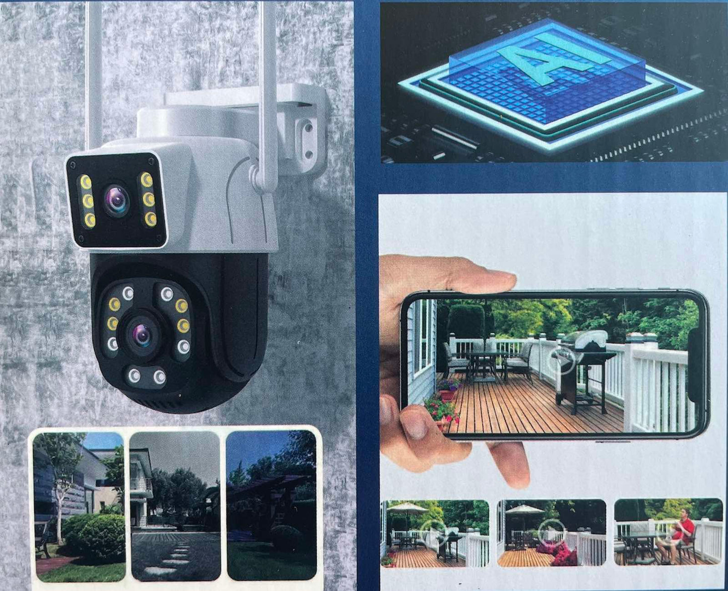 Двойна водоустойчивеа камера 12MP, ICSee, Бяла/Черна