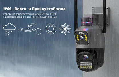 Външна WiFi камера с два обектива 2x6mp с изкуствен интелект
