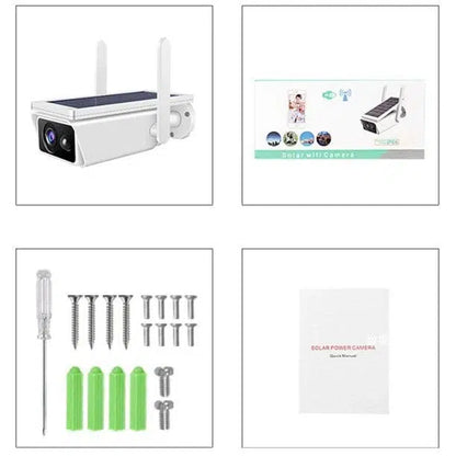 2бр Соларна водоустойчива WIFI камера 5MP full HD + 2бр SD карта памет 64GB