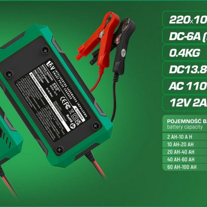 ЗАРЯДНО УСТРОЙСТВО ЗА АКУМУЛАТОР 6А / 12V, 2AH-100AH ROCKFORCE