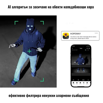 Тройна Външна WiFi Камера G73 с три обектива 3MP+3MP+6MP, ICSee, Черна